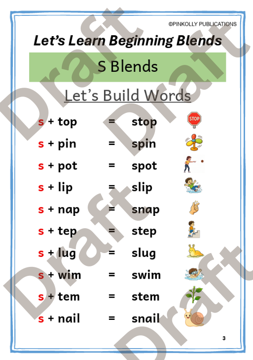 Pinkolly Magic Phonics 03 | Beginning Blends Phonics Activity Book for Kids