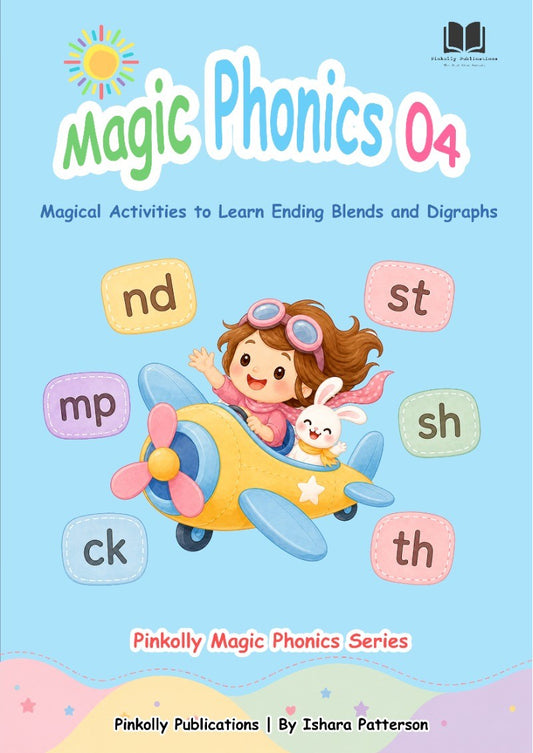 Pinkolly Magic Phonics 04 | Ending Blends & Digraphs Activity Book for Kids
