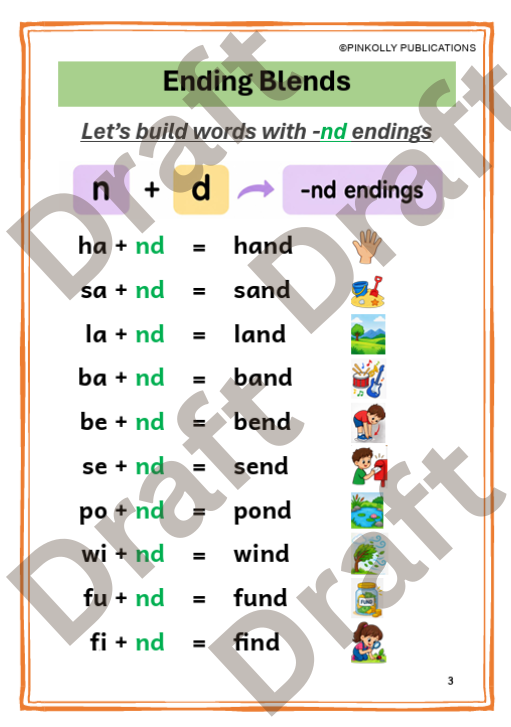 Pinkolly Magic Phonics 04 | Ending Blends & Digraphs Activity Book for Kids